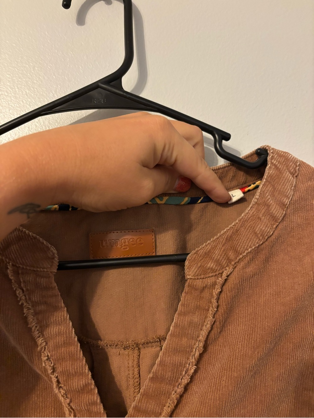 Large Umgee mineral-washed corduroy babydoll top - Picture 2 of 3